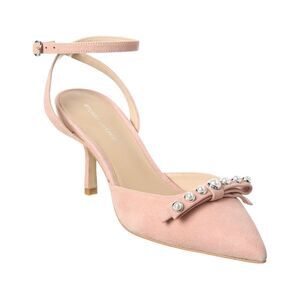 Stuart Weitzman Luella Strap 75 Suede Pump, Beige